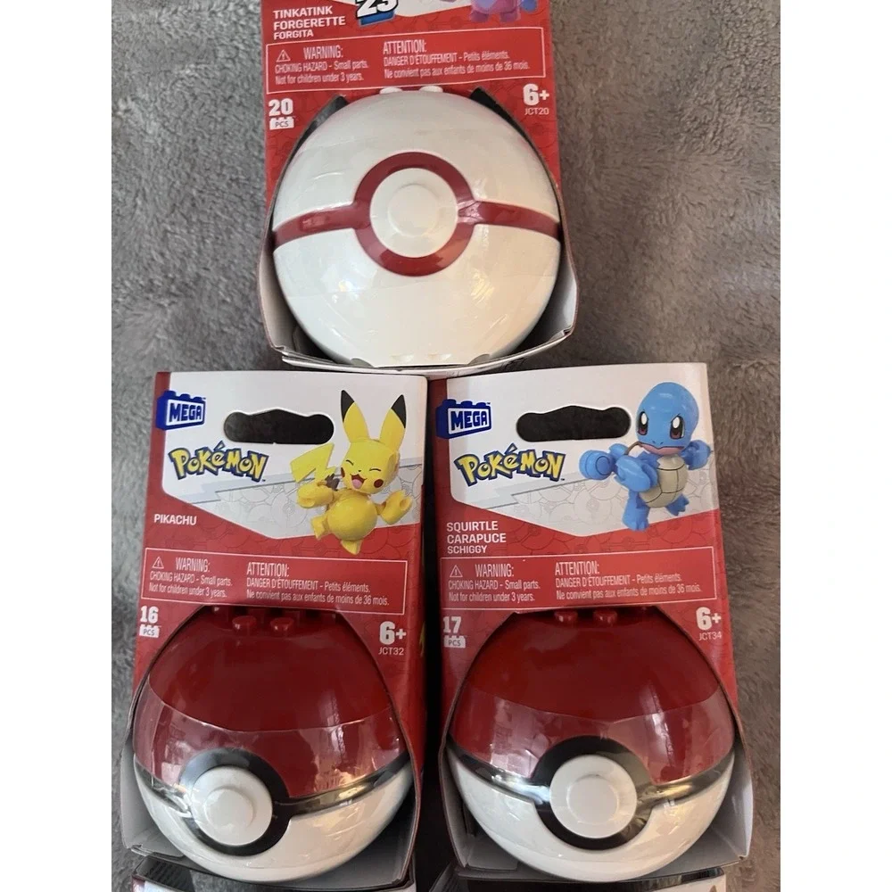 POKEMON MATTEL MEGA BLOKS CONSTRUX SET OF 5 POKEBALLS EVERGREEN NEW PIKACHU